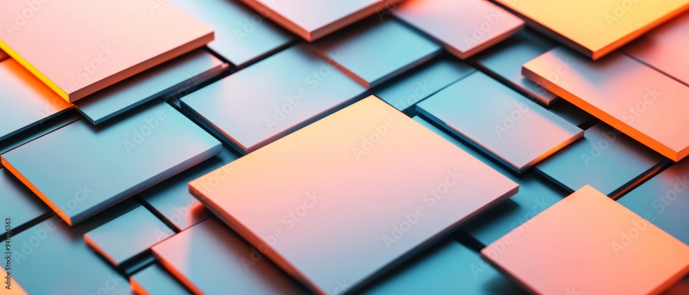 Wall mural a colorful image of squares and rectangles with a blue background