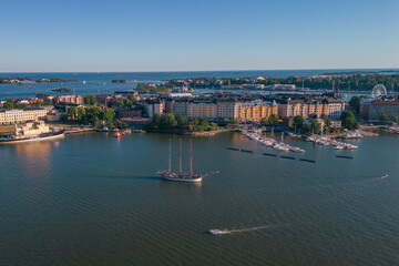 Obraz premium Helsinki city Katajanokka area from the sky on a summer day.
