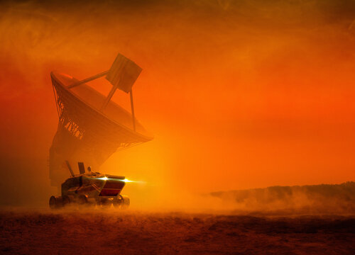 Space vehicle on Mars, illustration