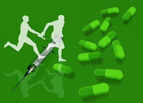 Drugs in sport, conceptual illustration