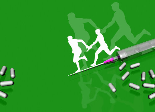 Drugs in sport, conceptual illustration