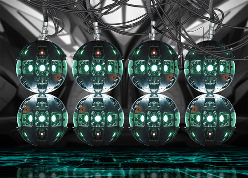 Quantum computer array, conceptual illustration