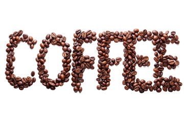 Coffee word written with coffee bean png