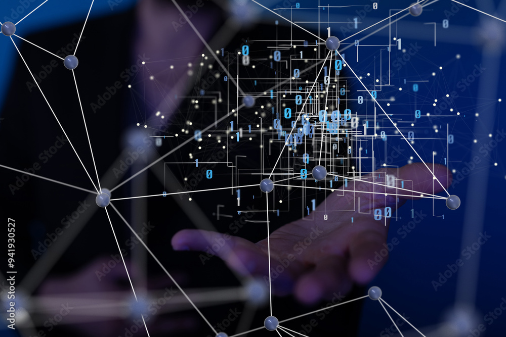 Poster Technology background. Big data concept. Binary
