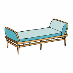 Minimalist Rattan Daybed on White Background vector