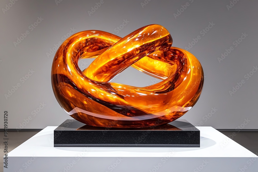 Poster An abstract sculpture made from amber, with smooth, flowing lines that capture the warmth and fluidity of the material