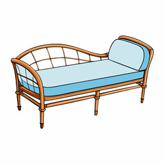 Minimalist Rattan Daybed on White Background vector