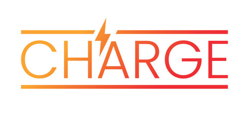 charge and lightning symbol concept. electric charging concept. orange-red charge logo