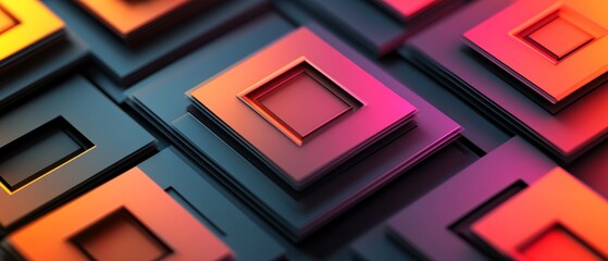 A colorful image of squares and rectangles with a blue background