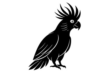Cockatoo silhouette vector art illustration on a white background