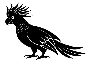 Cockatoo silhouette vector art illustration on a white background