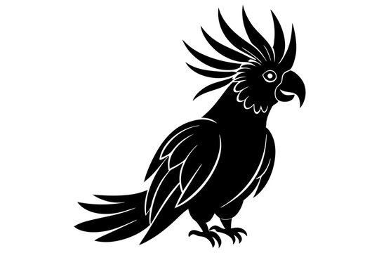 recommend clip art: Cockatoo silhouette vector art illustration on a white background