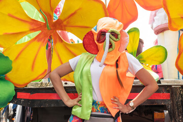 Woman with a Marimonda mask at the carnival of Barranquilla