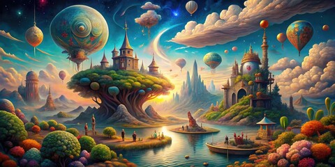 Surrealist Dreamscape: Dreamlike scenes, unexpected juxtapositions, symbolism, a sense of the uncanny