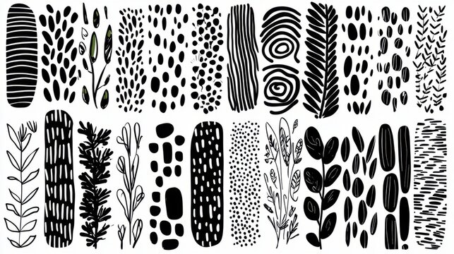 Creative Hand-Drawn Pattern Brush Set for Illustrator in Fun Doodle Styles