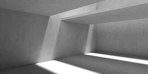 Fototapeta premium Abstract empty concrete interior. Minimalistic dark room design template