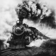 Black And White Train Illustration