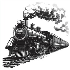 Black And White Train Illustration