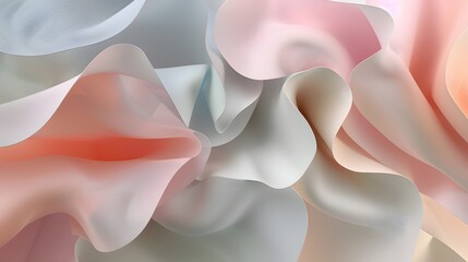  Abstract pastel-colored fabric waves creating a soft and flowing texture