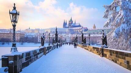 Obraz premium Gothic Prague Castle from Charles Bridge
