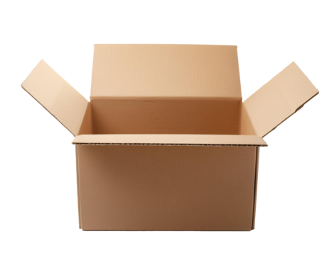 Offener Karton isoliert  Hintergrund, Freisteller