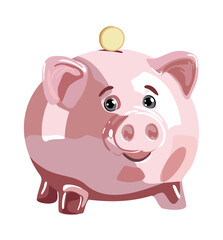 Piggy bank. Cute vector illustration isolated on white background