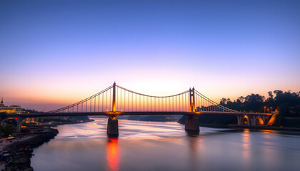 Magic Hour Bridge isolated with white highlights, png