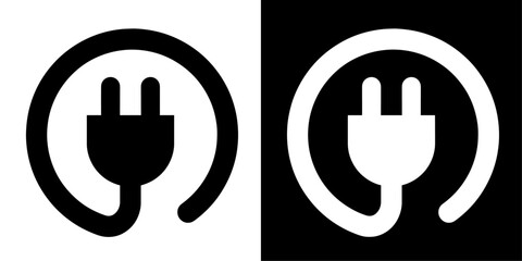 Fototapeta premium ofvs706 OutlineFilledVectorSign ofvs - electric plug vector icon . plug with wire sign . isolated transparent . outline and filled version . AI 10 / EPS / PNG . g12052