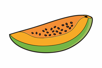 Papaya Slice Line Art Vector on White Background