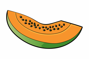 Papaya Slice Line Art Vector on White Background