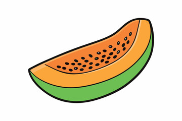 Papaya Slice Line Art Vector on White Background