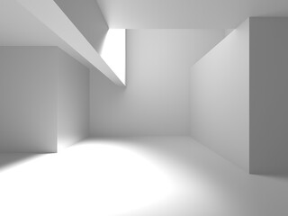 Minimalistic room space. White clean empty architecture interior