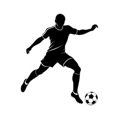 Naklejka premium Silhouette of a Soccer Player Kicking a Ball