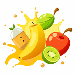Realistic Fruit Juice Splashes Icon Set