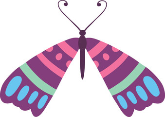 Cute butterfly. Decorative spring butterfly colorful wings. Monarch, moth and dragonfly. Tropical beautiful floral insect flat vector icon. Spring monarch and butterfly, insect animal illustration