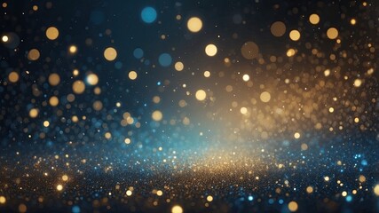  Abstract Blue and Gold Glitter Christmas Lights Background