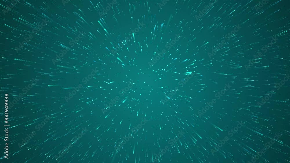 Wall mural star space effect on green background. tunnel effect. flight into the space. loop animation. abstrac