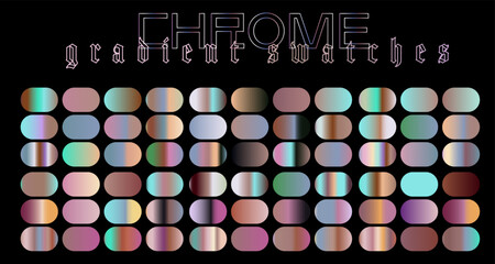 Chrome gradients of holographic colors for art and design.