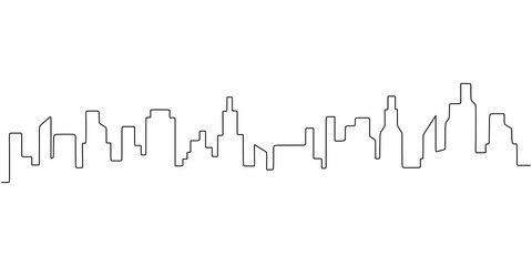 Naklejka premium Cityscape continuous one line drawing. Vector illustration of metropolis architecture landscape.