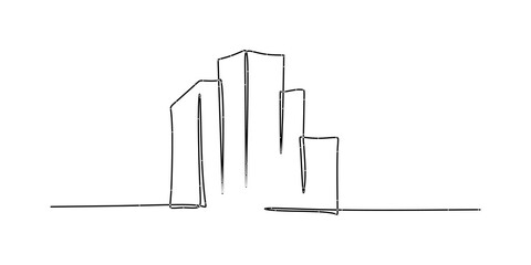 Minimalist cityscape continuous one line vector drawing. Metropolis architecture modern buildings landscape.