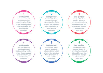 Infographic template for annual report, magazine. Infographic template for industry, education, science, business. six options briefing template. colorful circles information template
