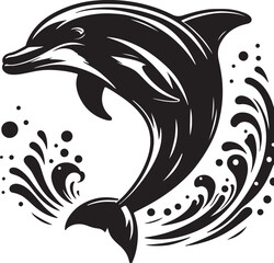 dolphin silhouette vector style with white background