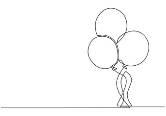 Single Line Drawing of a Balloon - Festive Gift Concept for Holiday Celebrations.