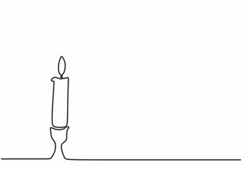 Naklejka premium Minimalist Line Drawing of a Candle - Vector Art Isolated on White Background.