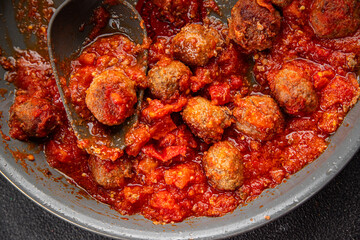 meatballs tomato sauce meat fresh meal food snack on the table copy space foodbackground rustic top view