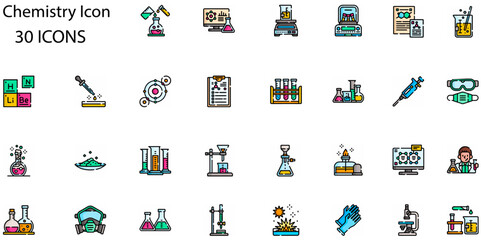 Obraz premium Set of Chemistry icons. Line art style icons bundle. vector illustration
