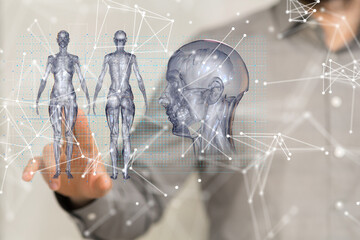 digital medical futuristic interface 3D rendering