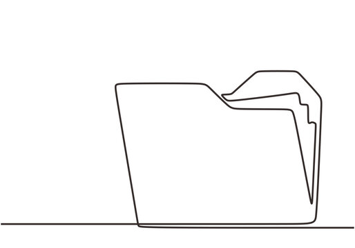 Continuous Line Drawing of a File Folder Symbol - Minimalist Work Storage Concept.