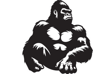 Gorilla silhouette vector style with White Backgroun