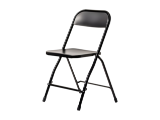 Black folding chair isolated on transparent or white background